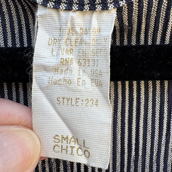 Caribe Vintage Womens Gingham Striped Sleeveless Top Button High Collar Jacket S - Picture 10 of 12